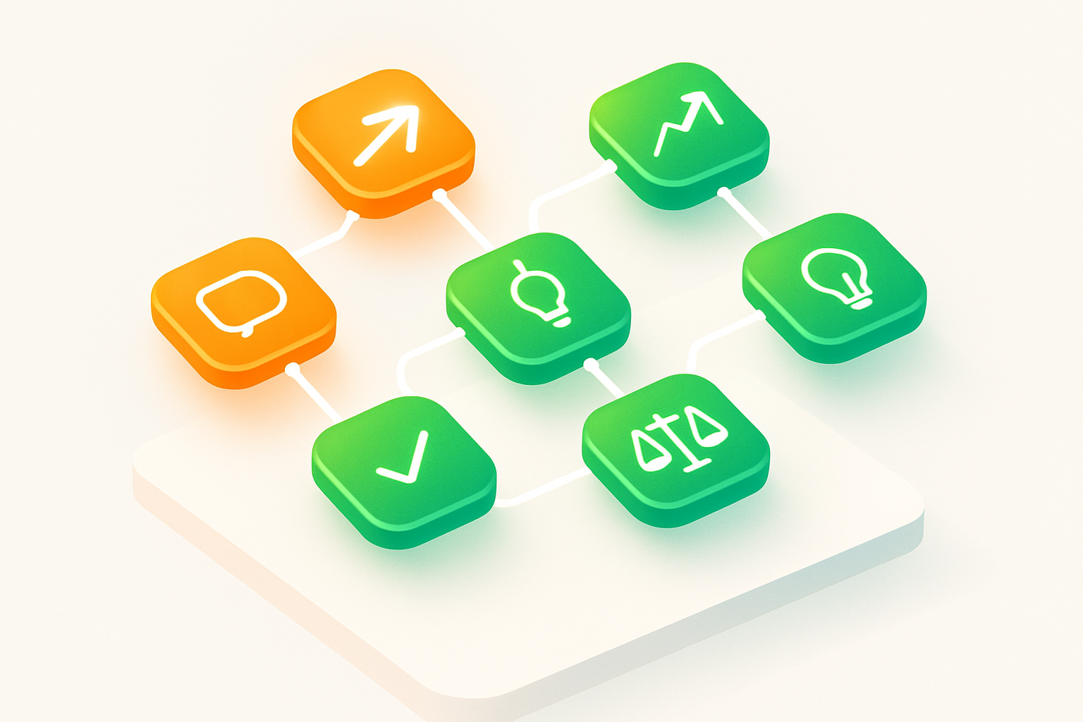 Abstract digital network with glowing nodes representing core intents and icons in vibrant colors.